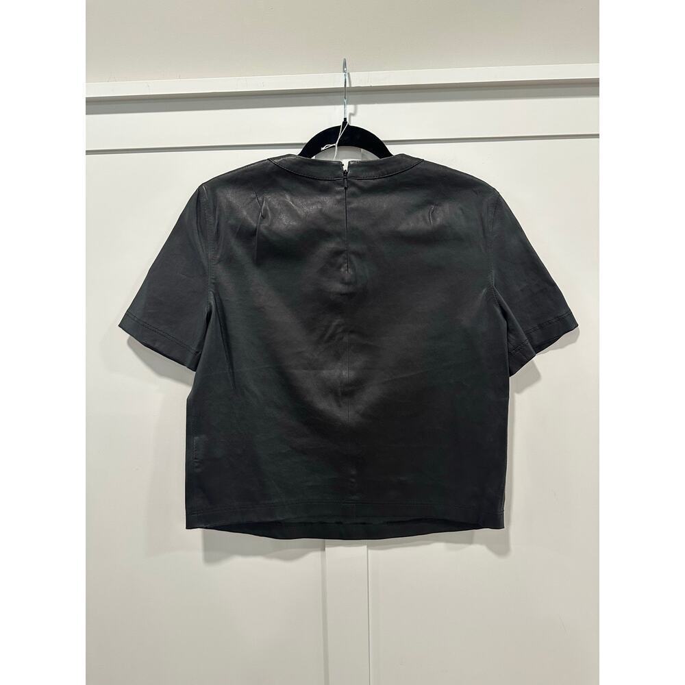 Zadig & Voltaire Lamb Leather Short Sleeve Top Size S - Picture 2 of 5